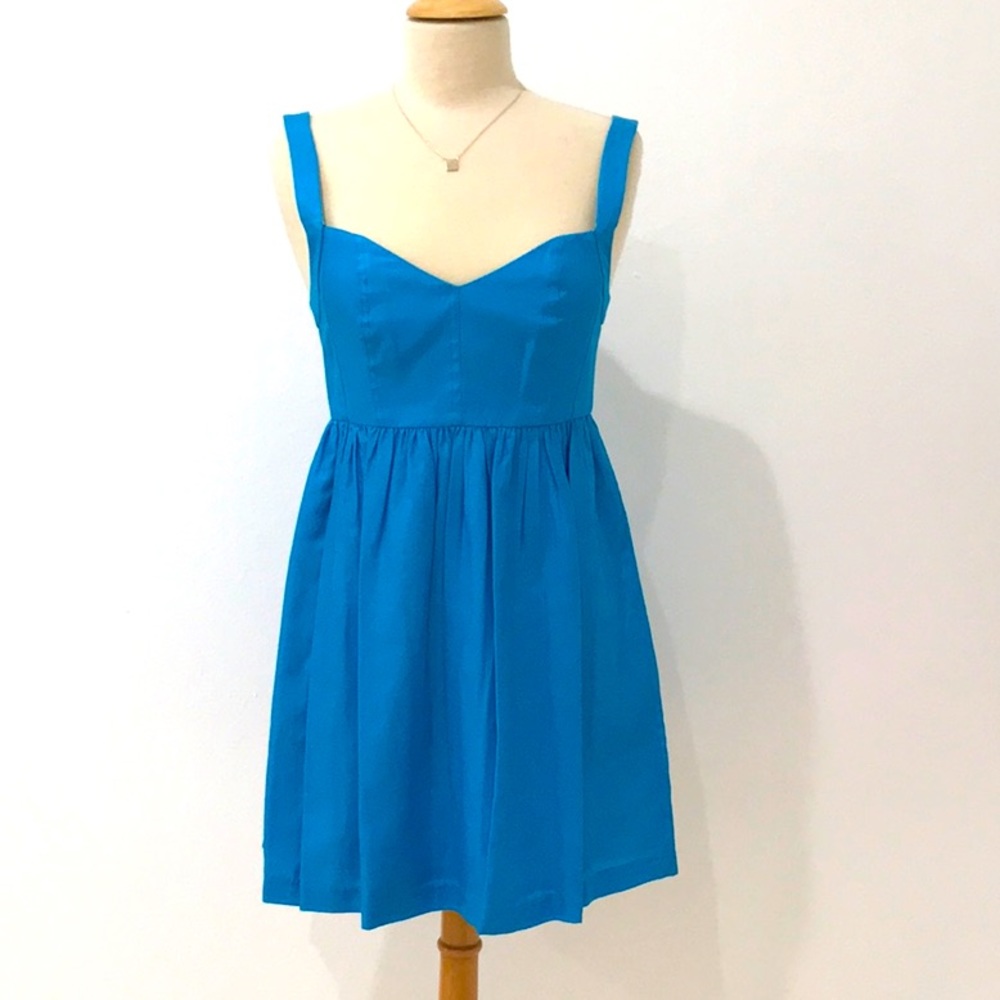 Ali Ro 100% Silk Turquoise Blue Corset Dress